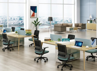 Büro Möbel Einrichtung Tische Holz Tisch 4 Arbeitsplätze Schreibtisch